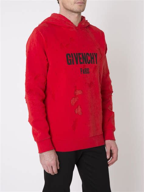 givenchy hoodie mens red|givenchy paris sweatshirt destroyed.